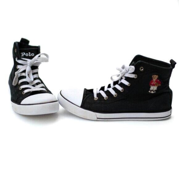 Polo Ralph Lauren Other - Polo Ralph Lauren Hamptyn Polo Bear High-Top Sneakers Mens 6/25cm Canvas Lace-Up